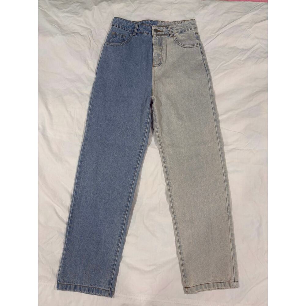 Cloud Ten Color Block 2 Tone Straight Leg Denim Jeans Size Medium